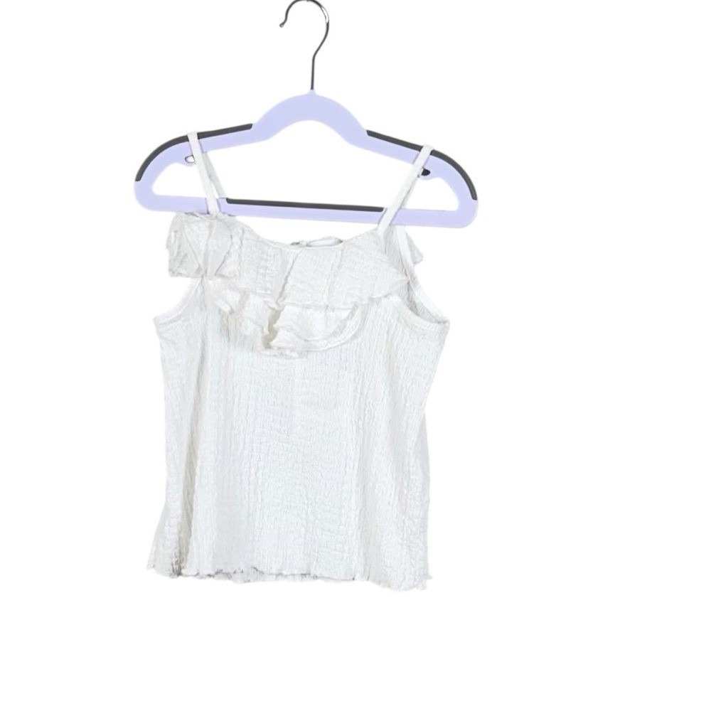 Zara Girls White Top Size 7 Fairy Coquette Crinkle Summer Spring - Picture 3 of 8
